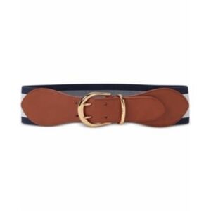 NWT Lauren Ralph Lauren Stretch Two Tone Belt With Faux Leather Medium